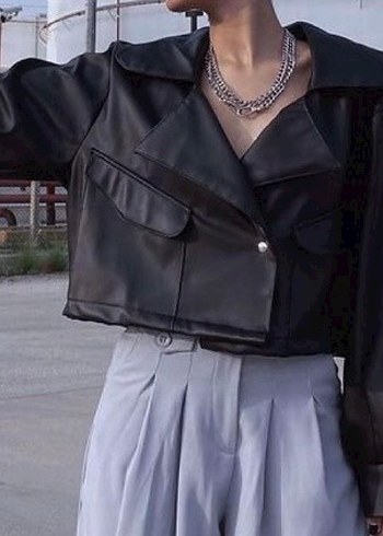 Siyah Deri ceket - Görsel 2
