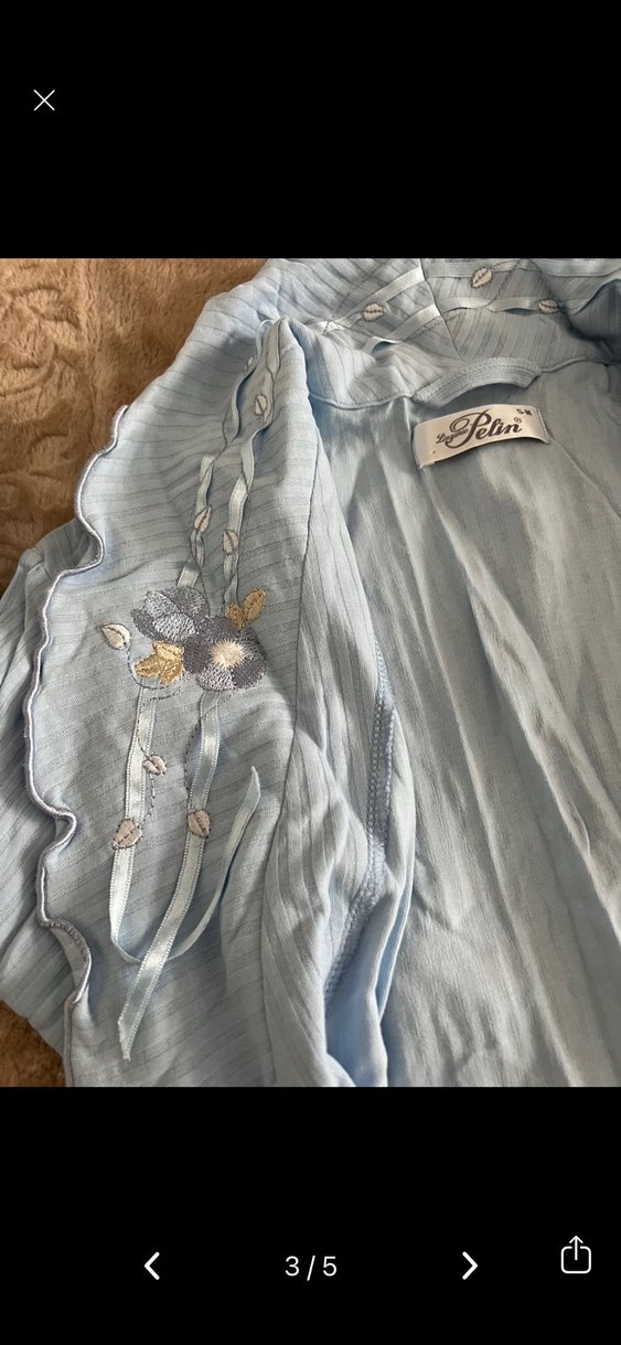 Uzun Kollu Mavi Rahat Kadın sabahlık - Görsel 3