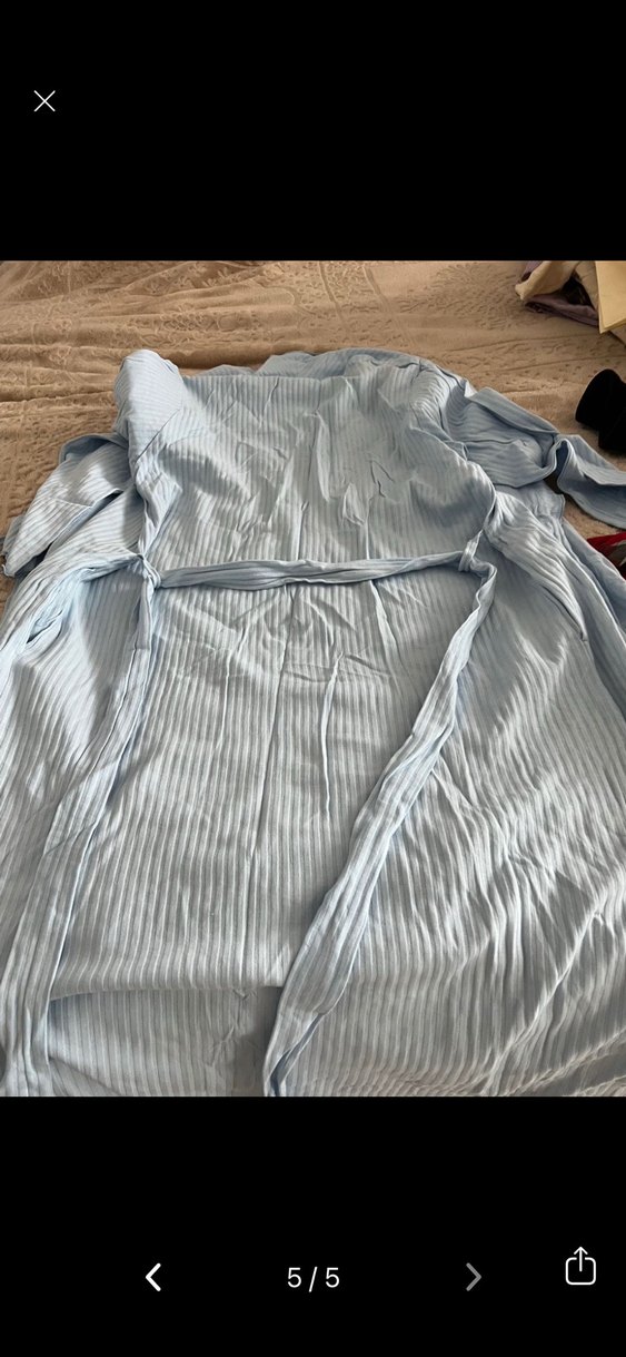 Uzun Kollu Mavi Rahat Kadın sabahlık - Görsel 4