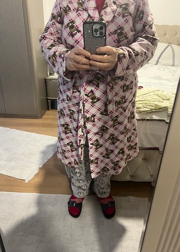 Pembe polar kadife yeni sabahlık nenanın sabahlığı - Görsel 3