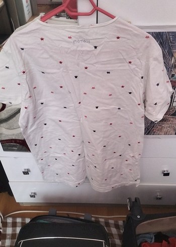 Pamuklu Beyaz Baskılı Kadın Tişört - Görsel 4