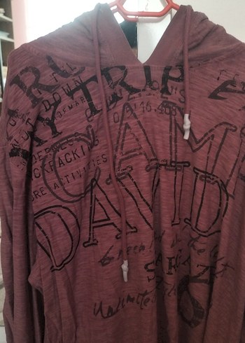 Bordo Baskılı Uzun Kollu Salaş Sweatshirt - Görsel 3