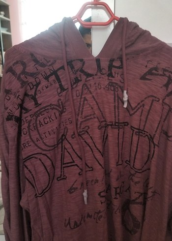 Bordo Baskılı Uzun Kollu Salaş Sweatshirt - Görsel 2