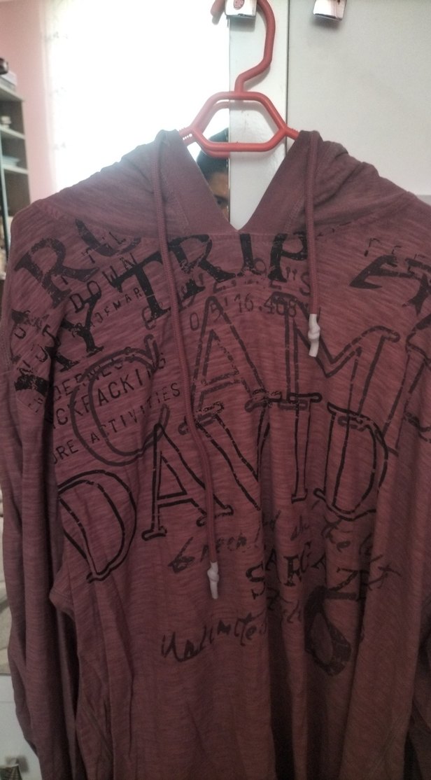 Bordo Baskılı Uzun Kollu Salaş Sweatshirt - Görsel 2