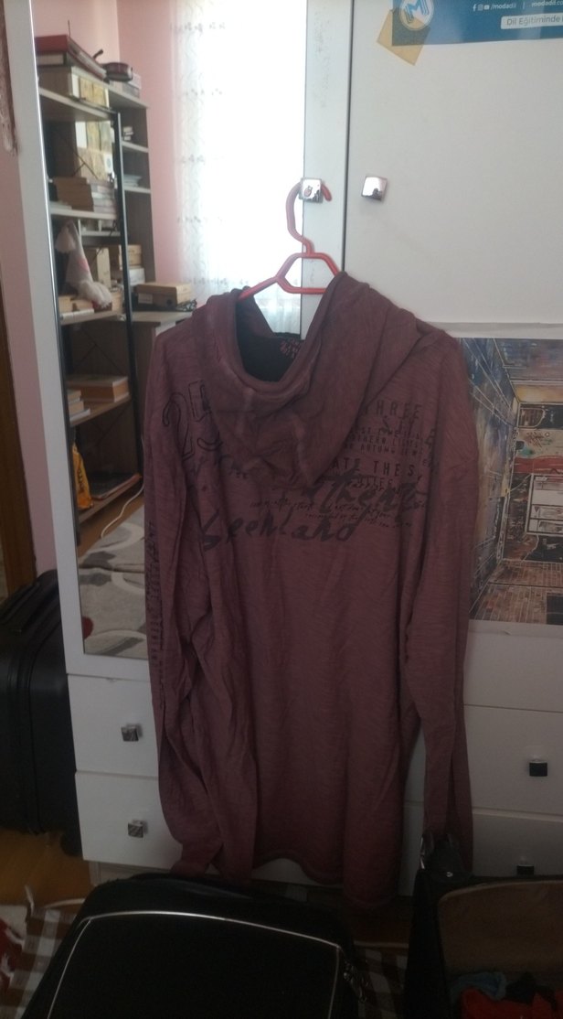 Bordo Baskılı Uzun Kollu Salaş Sweatshirt - Görsel 5