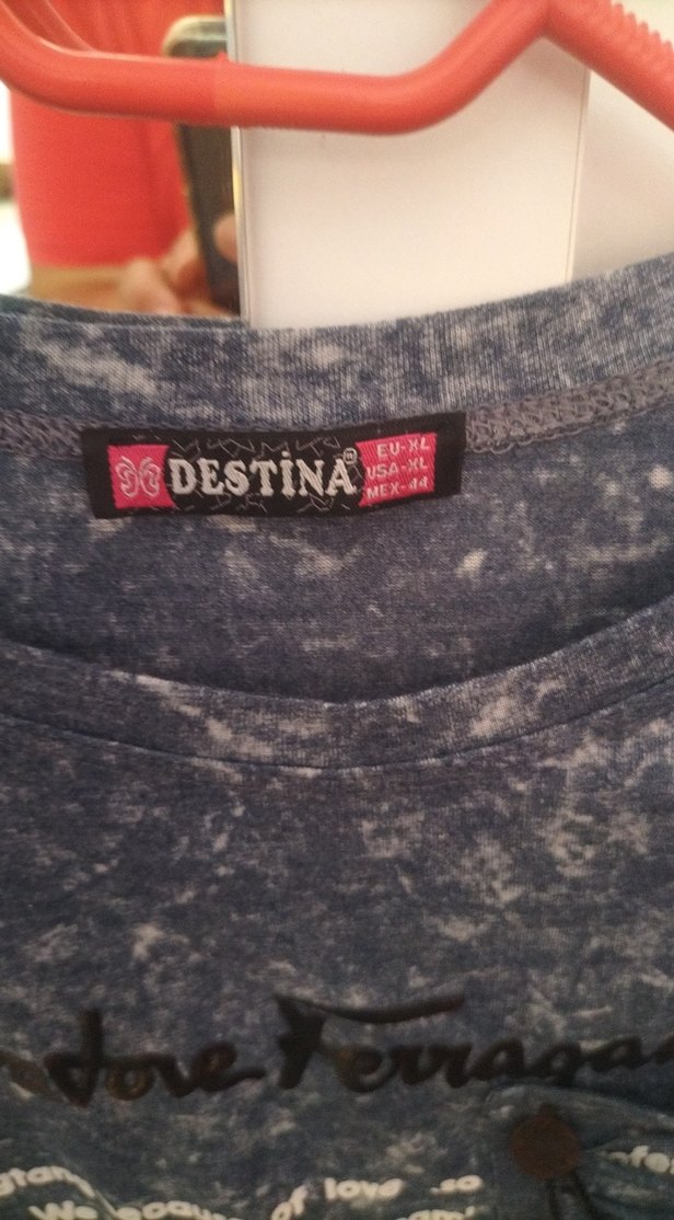 Gri Baskılı Kısa Kollu Denim Tişört - Görsel 4