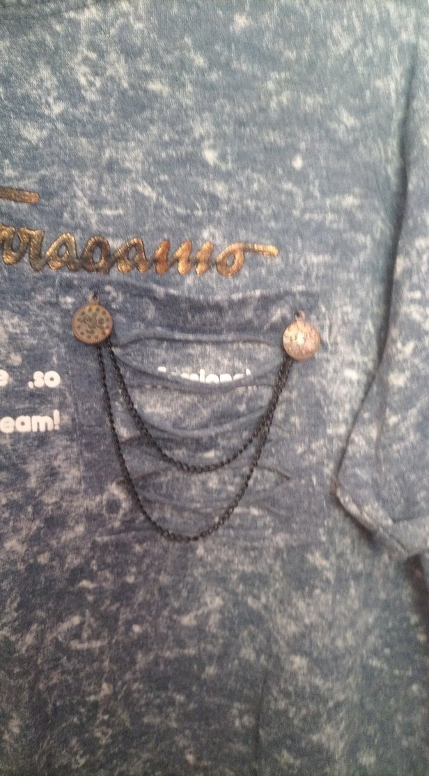 Gri Baskılı Kısa Kollu Denim Tişört - Görsel 2