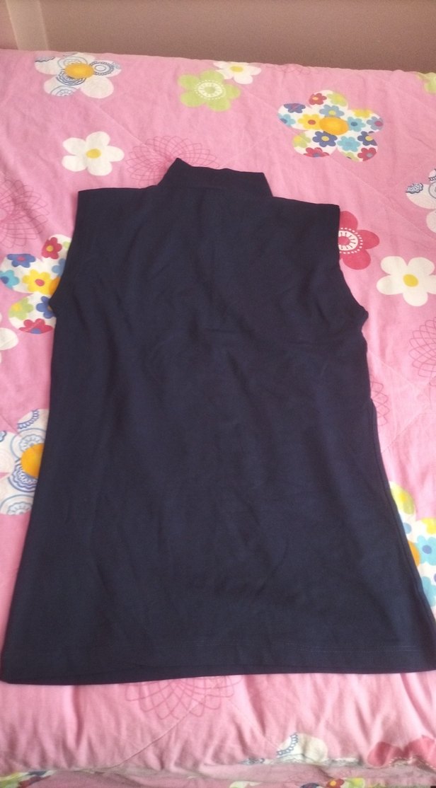 Kızlar için Kolsuz Boğazlı Lacivert Üst - Görsel 2