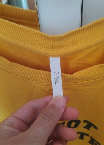 Sarı Oversize Kadın Sweatshirt - Görsel 3