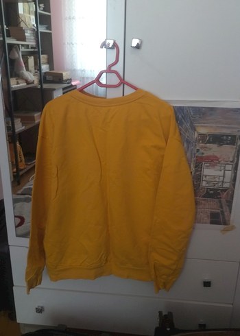Sarı Oversize Kadın Sweatshirt - Görsel 4