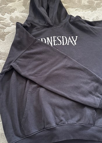 Gri Baskılı Kadın Sweatshirt Kapüşonlu - Görsel 4