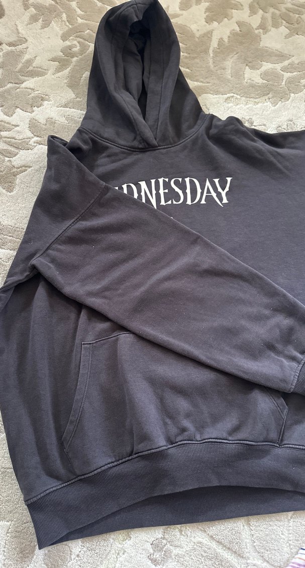 Gri Baskılı Kadın Sweatshirt Kapüşonlu - Görsel 4