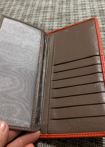 Turuncu Deri Fermuarlı Kahverengi Kadın Cüzdanı - Görsel 5