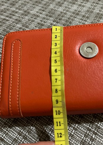 Turuncu Deri Fermuarlı Kahverengi Kadın Cüzdanı - Görsel 10