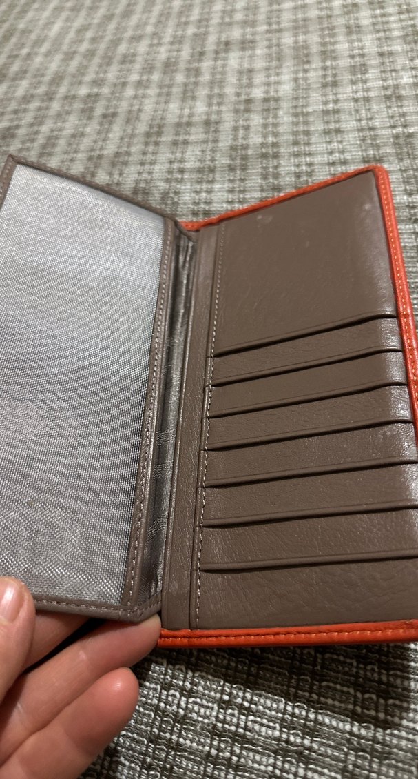 Turuncu Deri Fermuarlı Kahverengi Kadın Cüzdanı - Görsel 5