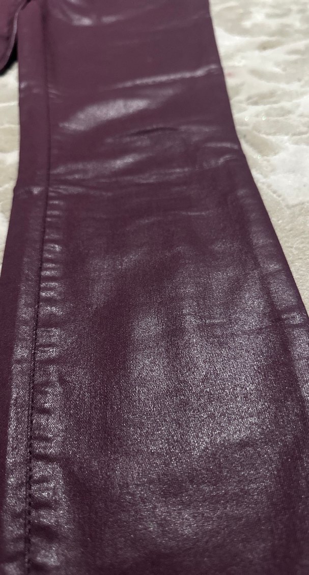 Bordo Kadın Deri Kemerli Pantolon - Görsel 2