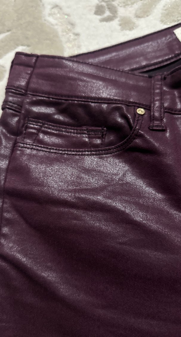 Bordo Kadın Deri Kemerli Pantolon - Görsel 5