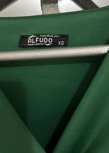 Drapeli Koyu Yeşil Uzun Abiye Elbise - Görsel 7