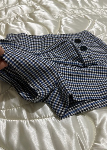 Düğmeli Mavi Ekose Kız Eteği - Görsel 2