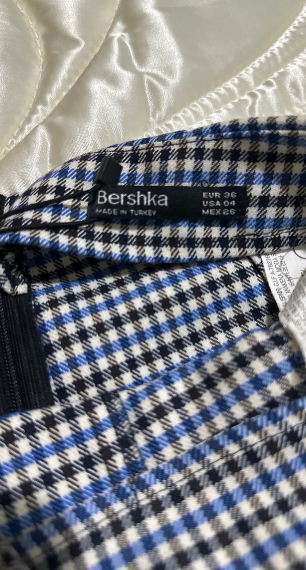 Düğmeli Mavi Ekose Kız Eteği - Görsel 3