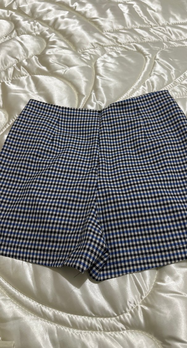 Düğmeli Mavi Ekose Kız Eteği - Görsel 4