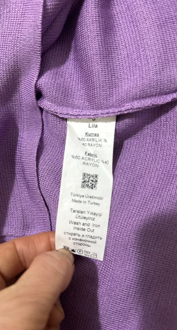 Mor V Yaka Kısa Kollu Kadın Triko Bluz - Görsel 4