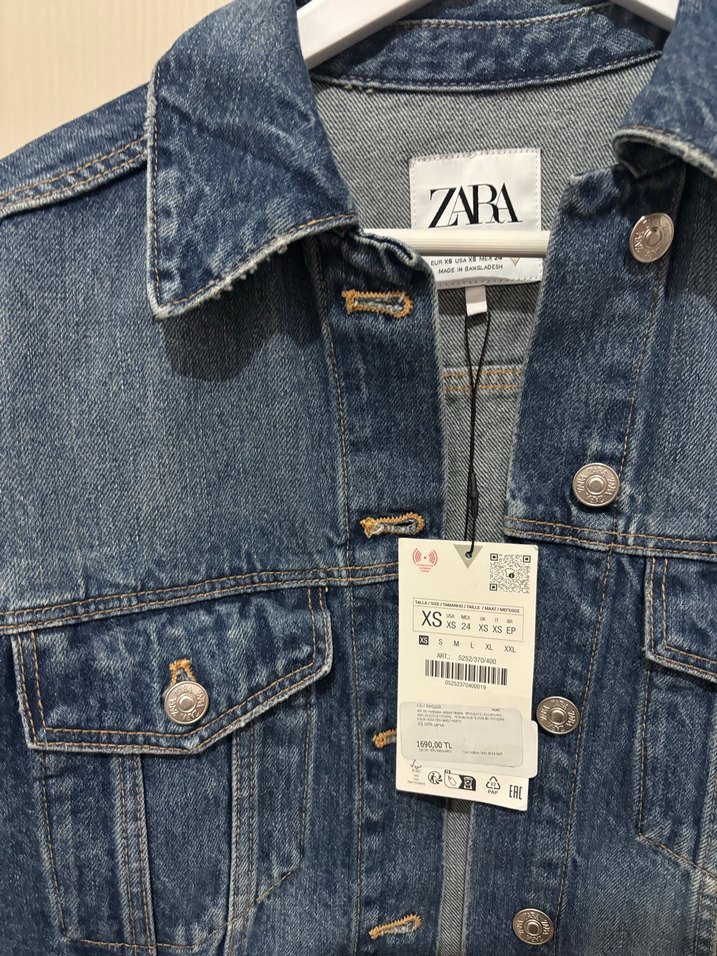 Düğmeli Koyu Mavi Kadın Denim Ceket - Görsel 2