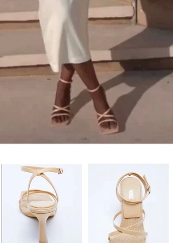 Bej Rugan Yılan Desenli İnce Topuklu Sandalet - Görsel 7