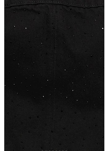 Siyah Straplez Mini Denim Büstiyer - Görsel 4