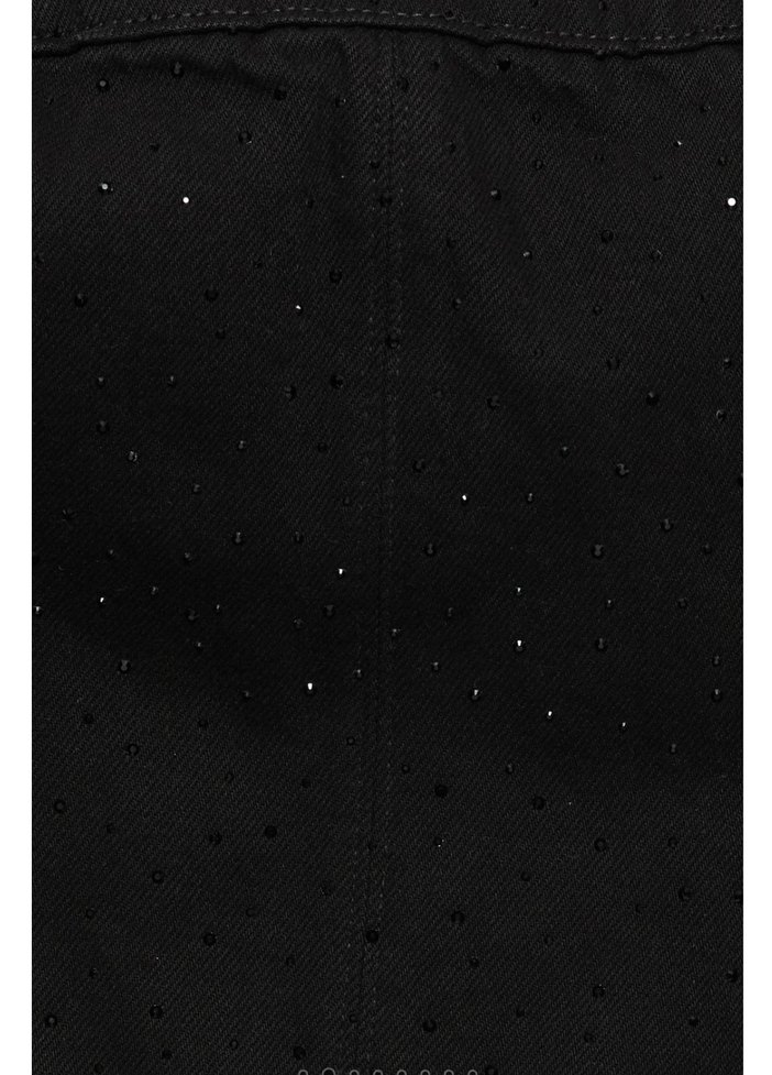 Siyah Straplez Mini Denim Büstiyer - Görsel 4