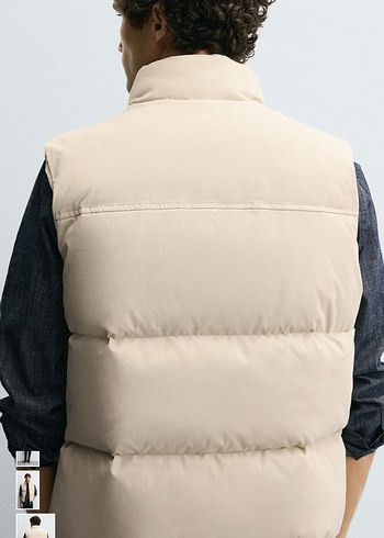 Gri Yüksek Yakalı Erkek Denim Yelek - Görsel 3