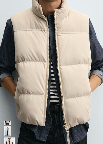 Gri Yüksek Yakalı Erkek Denim Yelek - Görsel 4