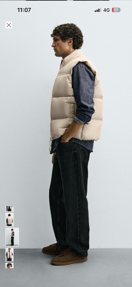 Gri Yüksek Yakalı Erkek Denim Yelek - Görsel 2