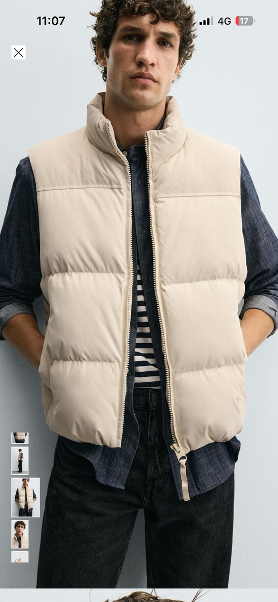 Gri Yüksek Yakalı Erkek Denim Yelek - Görsel 4