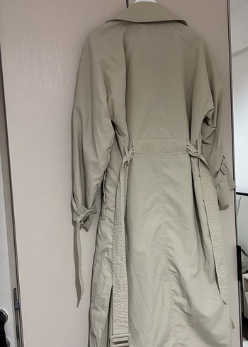 Bej Kemerli Uzun Keten Trençkot - Görsel 4