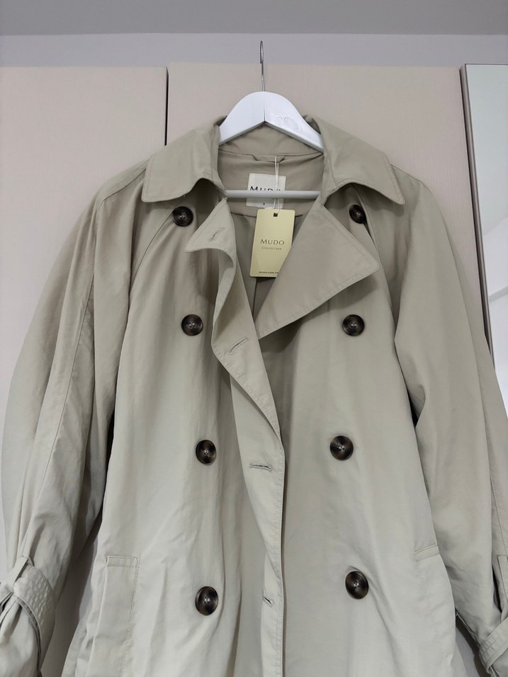 Bej Kemerli Uzun Keten Trençkot - Görsel 2