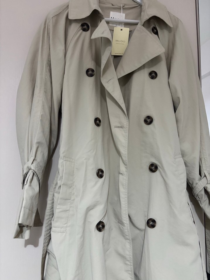 Bej Kemerli Uzun Keten Trençkot - Görsel 3