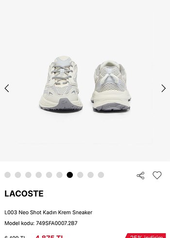 Lacoste L003 Neo Shot Kadın Krem Sneaker - Görsel 4