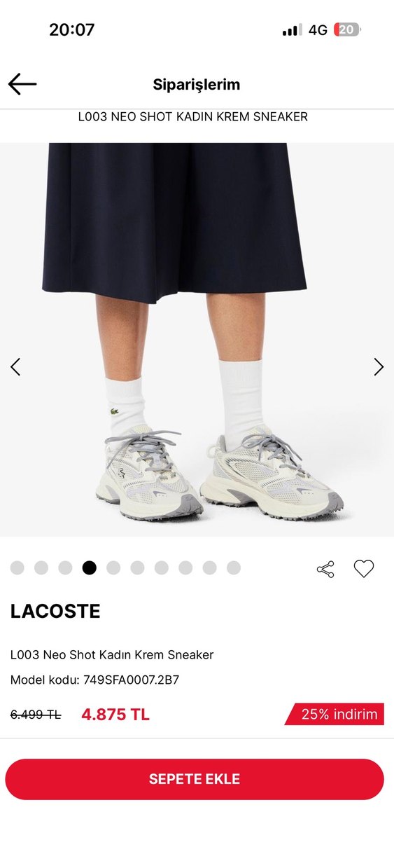 Lacoste L003 Neo Shot Kadın Krem Sneaker - Görsel 2