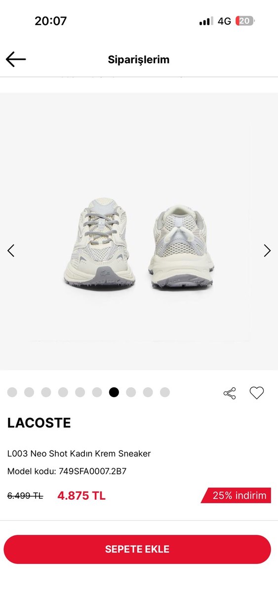 Lacoste L003 Neo Shot Kadın Krem Sneaker - Görsel 4