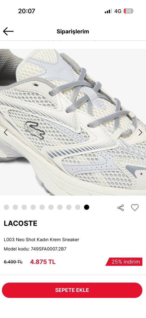Lacoste L003 Neo Shot Kadın Krem Sneaker - Görsel 5