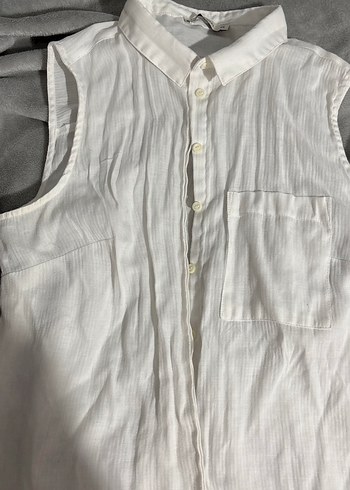 LC Waikiki Lcw Beyaz sıfırkol keten karışımlı gömlek
