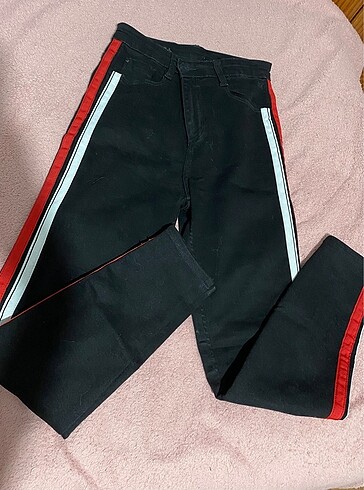 Zara şeritli siyah pantolon
