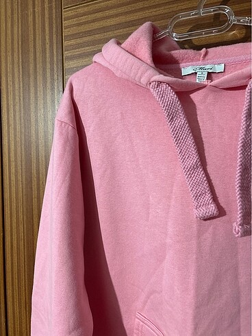 s Beden Pembe kapüşonlu sweatshirt