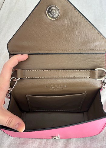 Prada Zincir Detaylı Pembe Deri Çanta - Görsel 5