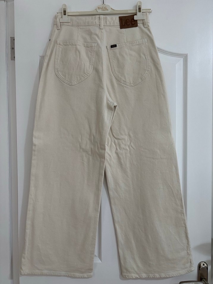 Lee Wrangler Bej Krem Kot Pantolon - Görsel 3
