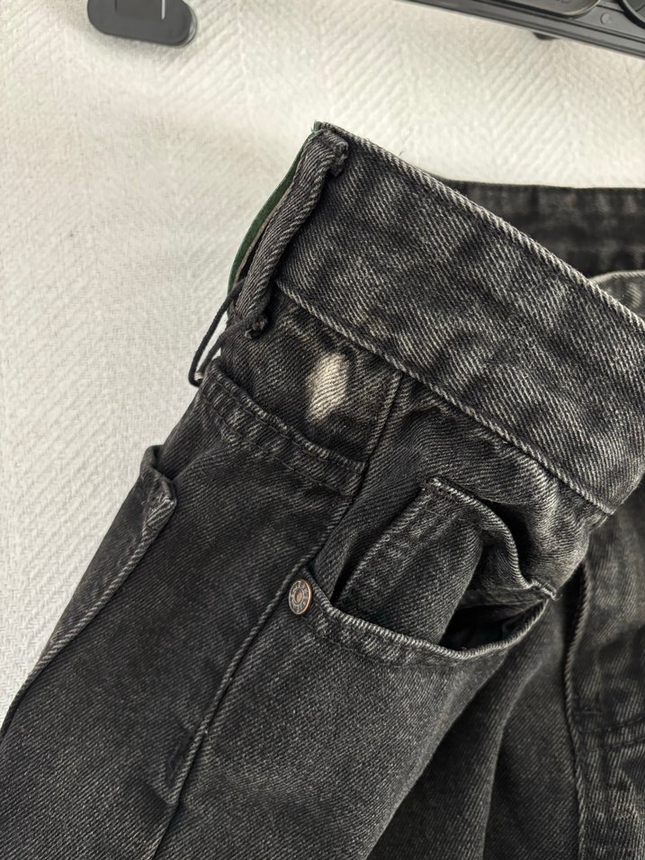 Y2k Siyah Kot Pantolon Denim Jean - Görsel 4