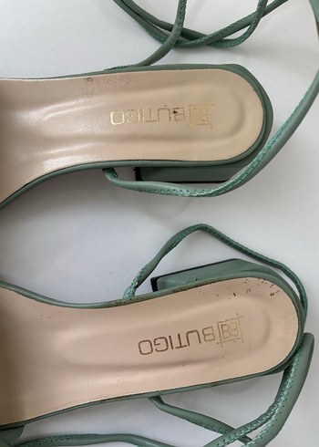 Yeşil Örgülü Bağlamalı Sandalet - Görsel 4