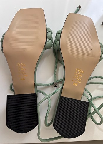 Yeşil Örgülü Bağlamalı Sandalet - Görsel 5