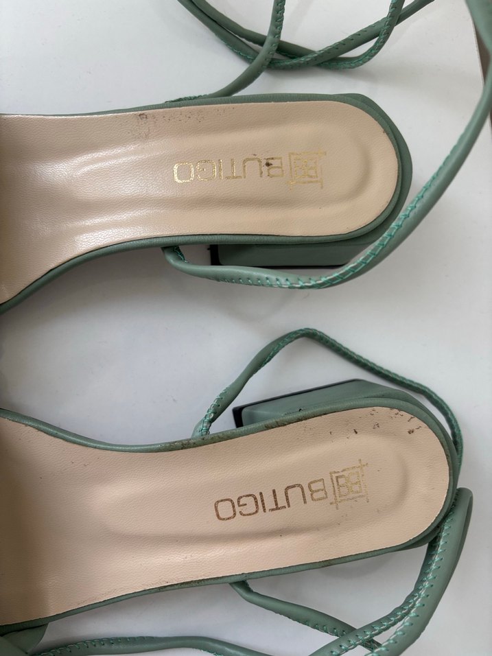 Yeşil Örgülü Bağlamalı Sandalet - Görsel 4